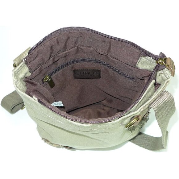 Chala Cotton Canvas Patch Crossbody Bag Purse - Hedgehog, Sand NWT - Picture 7 of 9